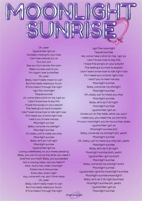 Moonlight Sunrise Letra De La Cancion De Twice Oh Yeah I Guarantee