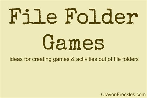 File Folder Games | File folder games, Folder games, File folder