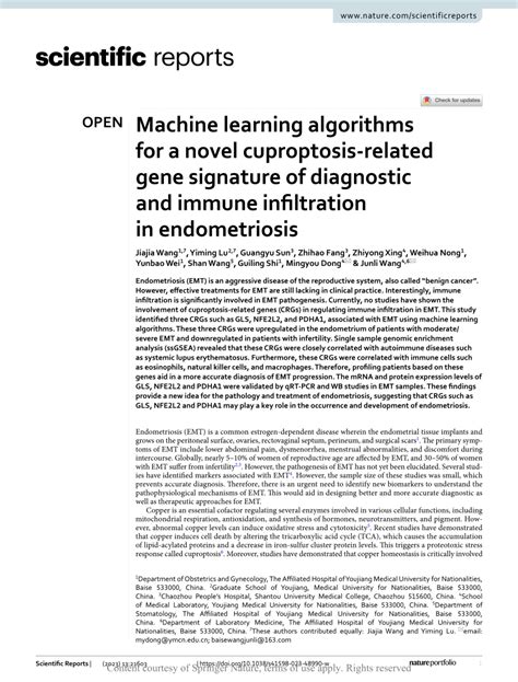 Pdf Machine Learning Algorithms For A Novel Cuproptosis Related Gene