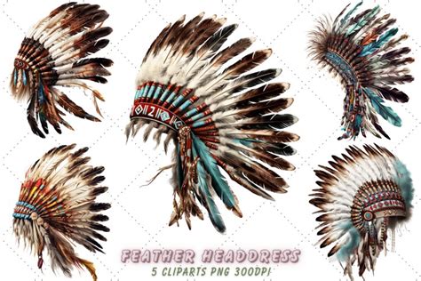 Cute Native American Feather Headdress Clipart