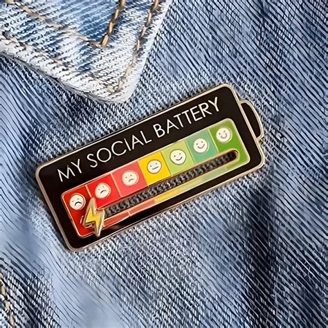 New Funny My Social Battery Enamel Pins Inward Emotional Expression Pin