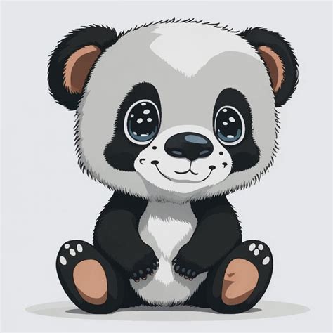 Pequeno Panda Bonito Dos Desenhos Animados Sentado Isolado No Fundo