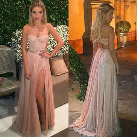 Nude Chiffon Long Prom Dresses With Slit Simple Prom Dresses Senior Prom Dresses On Luulla