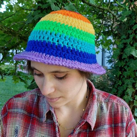 Rainbow Bucket Hat Crochet Pattern Lgbtq Bucket Hat Etsy