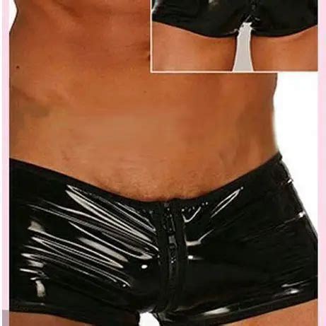 Faux Leather Sexy Men Underwear Boxers Sexy Mens Boxer Double Slider