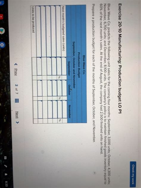 Solved Check My Work Exercise Manufacturing Chegg