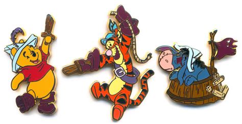 45669 Pooh Eeyore And Tigger Pooh Friends Pirates 3 Pin Set