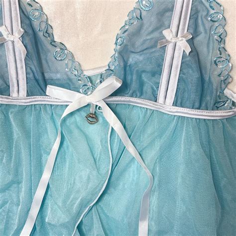 Blue Coquette Lingerie Babydoll Top With Bows Depop