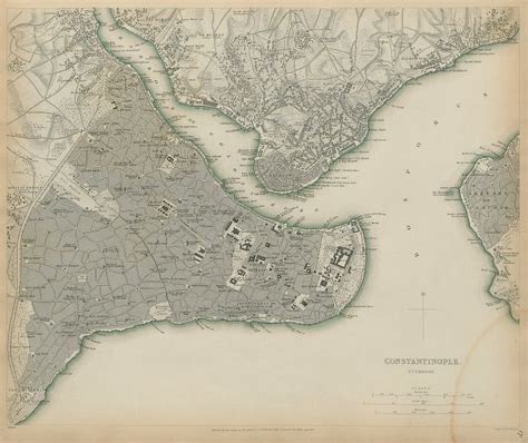 CONSTANTINOPLE ISTANBUL Antique City Town Map Plan Stambool Galata SDUK