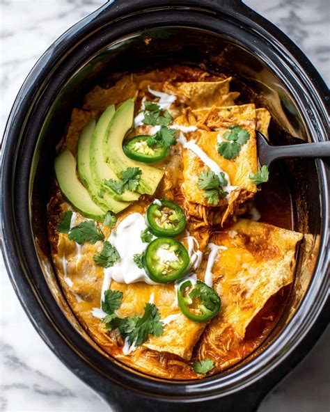Crockpot Chicken Enchilada Casserole Easy Slow Cooker Dish
