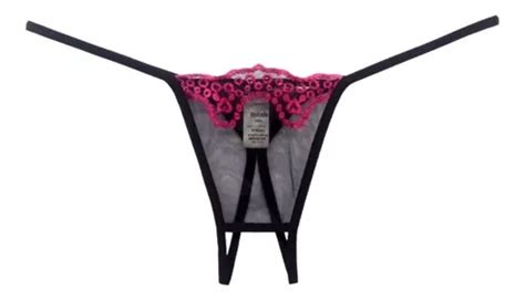 Kit Lingerie Calcinha Fio Dental Aberta Tule Bordada Linda