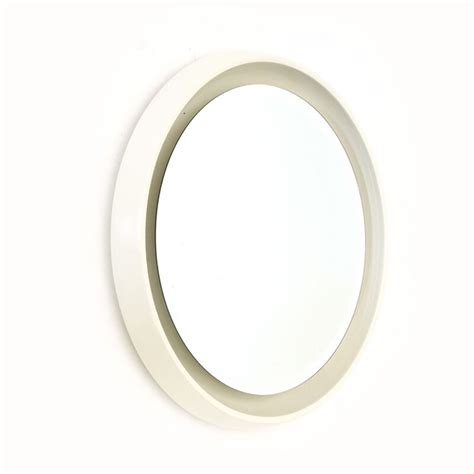 Miroir Rond Lumineux Vintage En Bois Laqu Blanc Par Crb