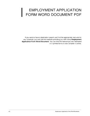 Fillable Online Employment Application Form Word Document Employment