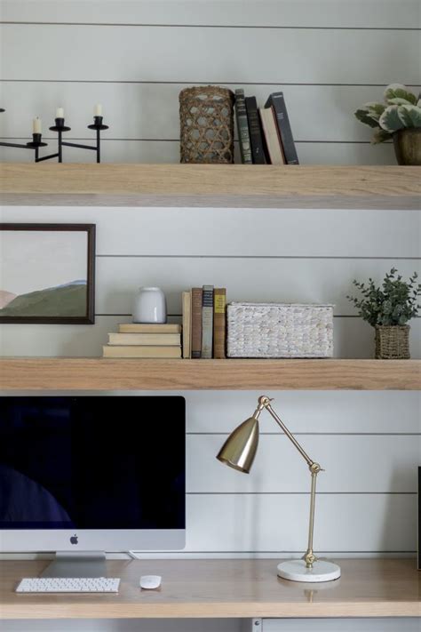 Copperleaf Office Remodel Styled Floating Office Shelves Oak