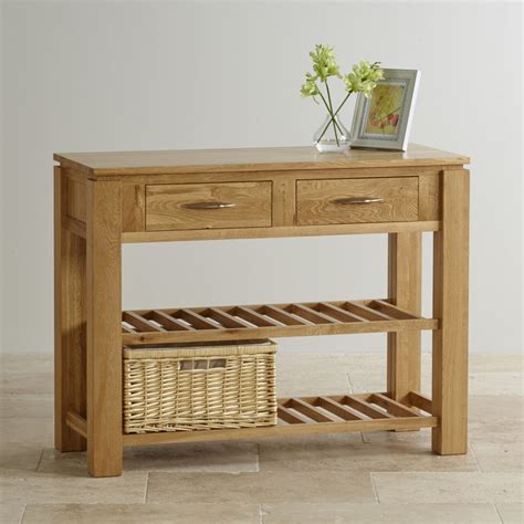 Galway Natural Solid Oak Storage Console Table