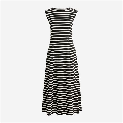 J Crew Cap Sleeve Knit Midi Dress In Stripe For Women