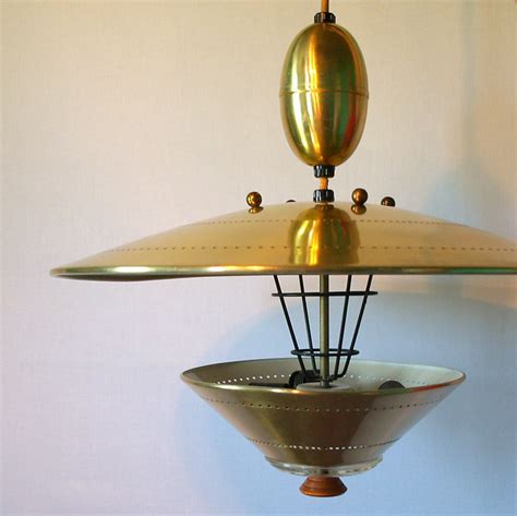 UFO PENDANT LIGHTING Vintage Atomic Flying Saucer Pull Down Ceiling