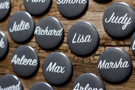 Vintage Chalkboard Name Pins Retro Script Black And White Etsy