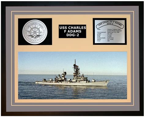 USS CHARLES F ADAMS DDG-2 Framed Navy Ship Display Burgundy – Navy Emporium