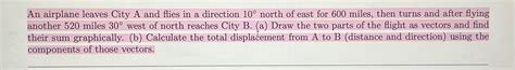 Solved An Airplane Leaves City A And Flies In A Direction Chegg