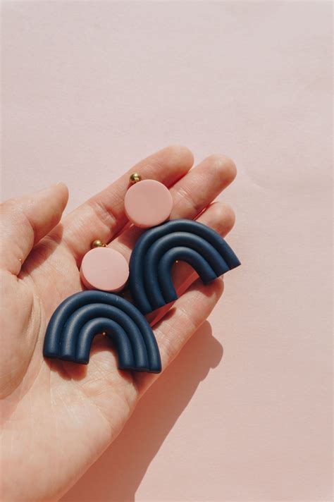 New Pastel Pink And Windsor Blue Abstract Shaped Polymer Clay