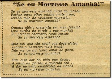 Poema Se Eu Morresse Amanhã