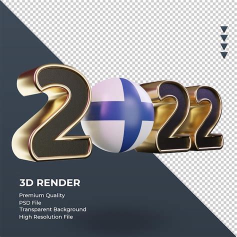 Texto 3d 2022 bandeira da finlândia renderizando vista esquerda PSD