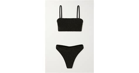 Hunza G Net Sustain Gigi Metallic Seersucker Bikini In Black Lyst UK