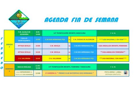 Agenda Del Fin De Semana Club Waterpolo Dos Hermanas PQS