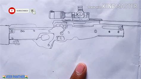 Drawing Of Awm How To Draw Pubg Gun Awm With Scope Veer Panther Youtube