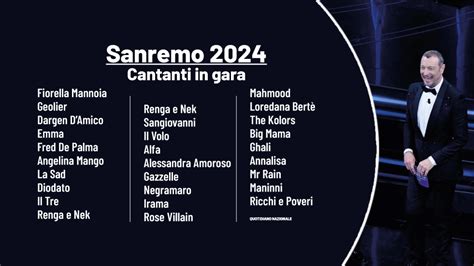 Sanremo 2024 I Cantanti Big In Gara