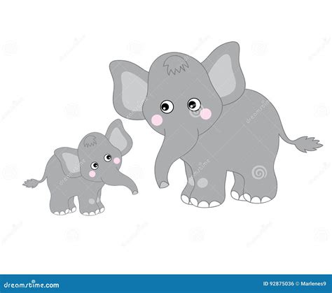 Vector Cute Elephants Stock Vector Illustration Of Indian 92875036