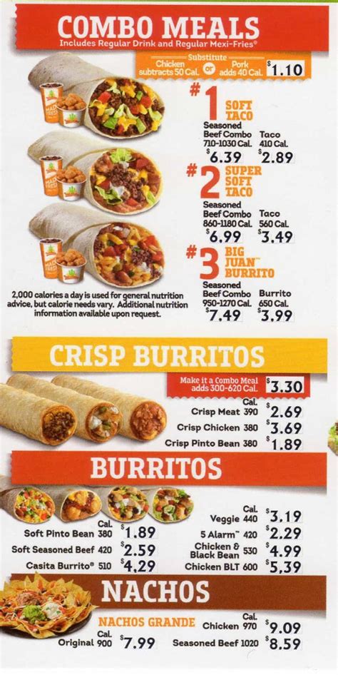 Taco Time menu – SLC menu