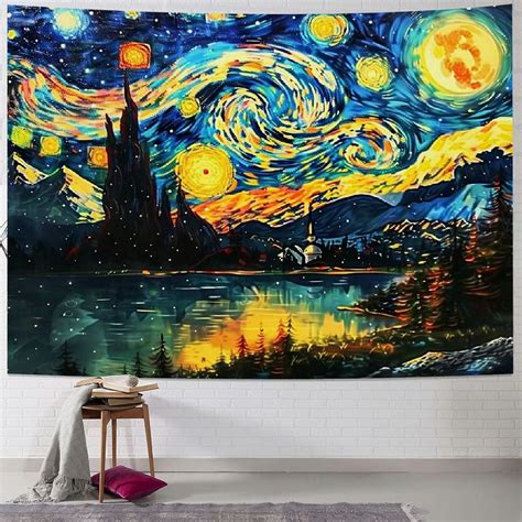 ONETECH Van Gogh Tapestry Starry Night Tapestries Trippy Mountain