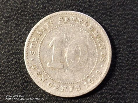 1910 Straits Settlements King Edward VII 10 Cents Coin Hobbies Toys