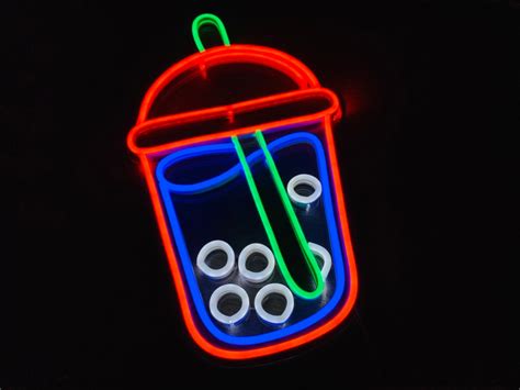 Boba Neon Sign Boba Tea Acrylic Neon Signs Custom Tea Neon Etsy