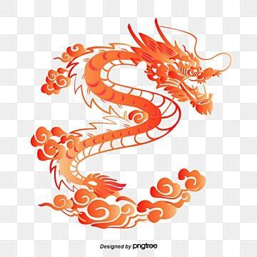 An Orange And Red Dragon On A White Background