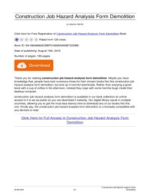 Fillable Online Construction Job Hazard Analysis Form Demolition
