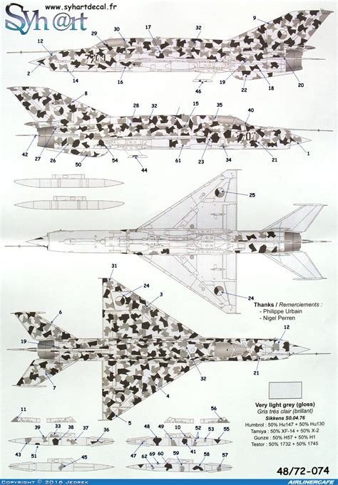 SYHART Decal Mikoyan Gurevich MiG 21 18788 Airlinercafe