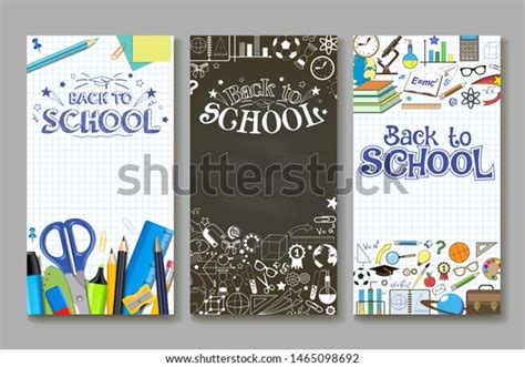 Back School Vertical Banner Template Set Stock Vector Royalty Free