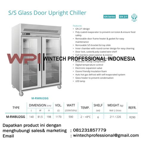 Jual GEA M RW8U2GG SS GLASS DOOR UPRIGHT CHILLER SS REFRIGERATOR