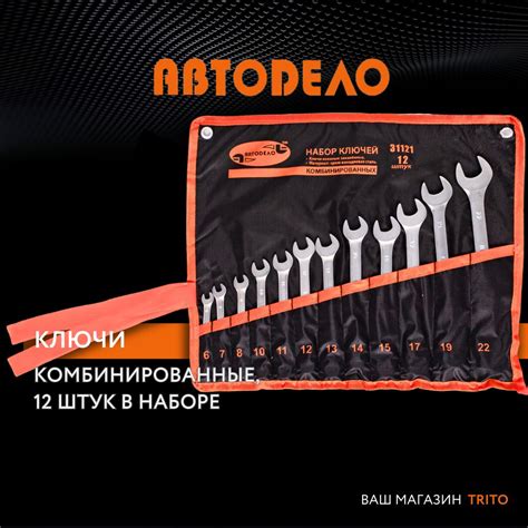 Набор инструментов ключи комбинированные (рожковые/накидные) 12 шт 6-22 ...