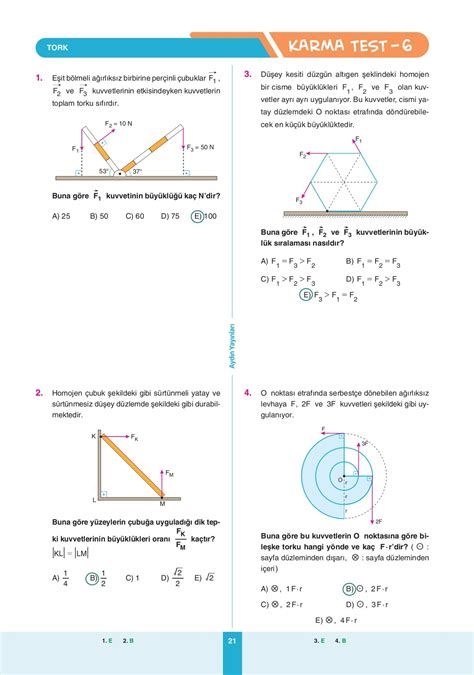 TYT AYT 11 Sınıf Fizik Ders İşleyiş Modülleri Modül 4 Tork Denge ve