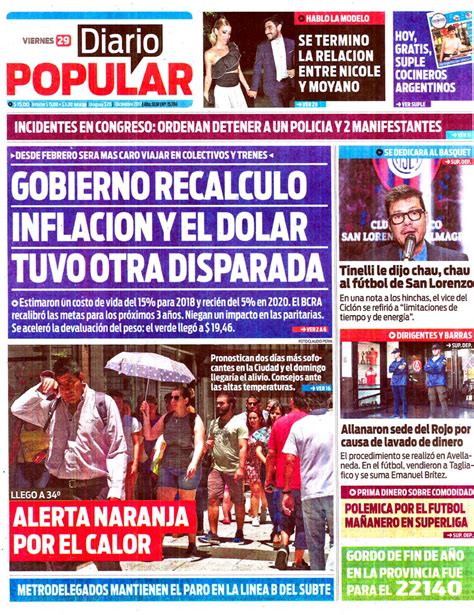 Diario Popular Viernes 29 De Diciembre De 2017 Infobae