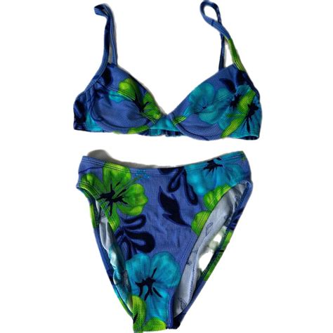 Vintage Sessa Floral Tropical Bikini Set Size Small Depop