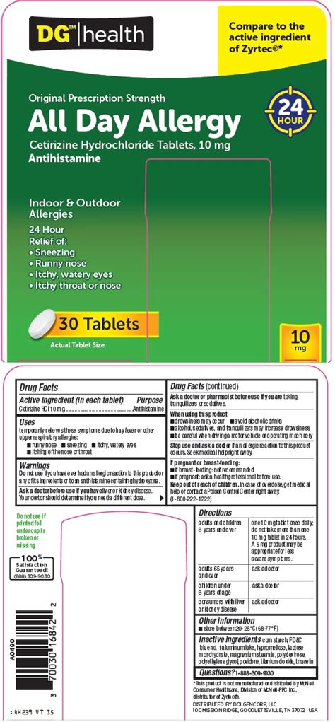 DG HEALTH ALL DAY ALLERGY Cetirizine Hydrochloride Tablet Film Coated