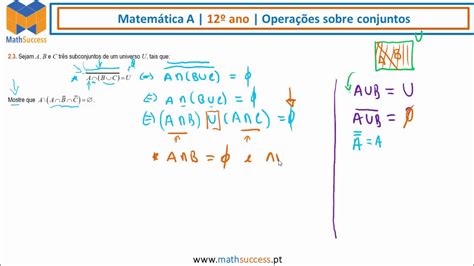 Mat 12 Novo Programa Ficha 1 Ex 23 Oeprações Entre Conjuntos E Leis De De Morgan Youtube