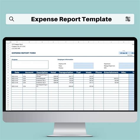 Expense Report Template Etsy