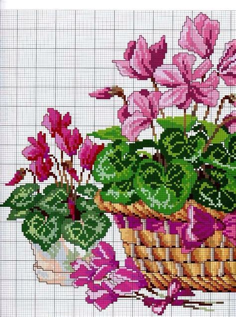 Ciclamini Cross Stitch Flowers Floral Cross Stitch Cross Stitch