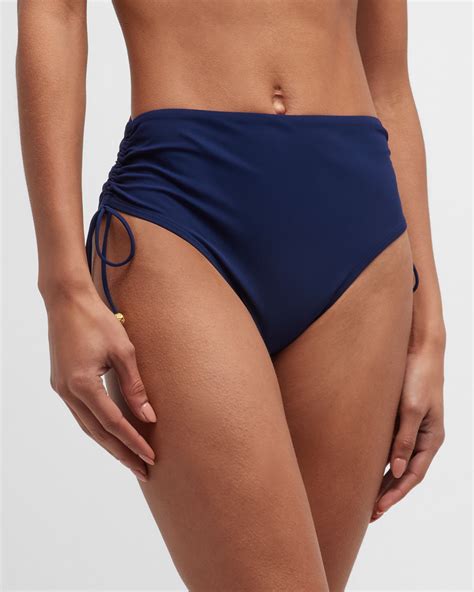 Tory Burch High Waisted Cinched Bikini Bottoms Neiman Marcus